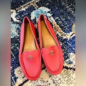 Coach Women's Coral Leather Loafers